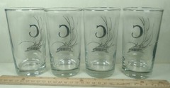 Mid Century Highball Drink Glass Tumbler set of 4 w/ Silver Monogram Letter C