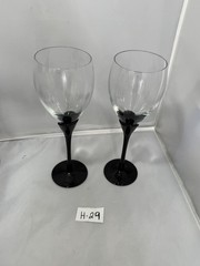 Colony Amaryllis Wine Glasses Black Stem Clear Crystal Non FrostedSet of 2