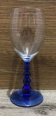 Libbey Metropolis Cobalt Blue Wine Glasses Bubble Stem W/Clear Bell set of 2