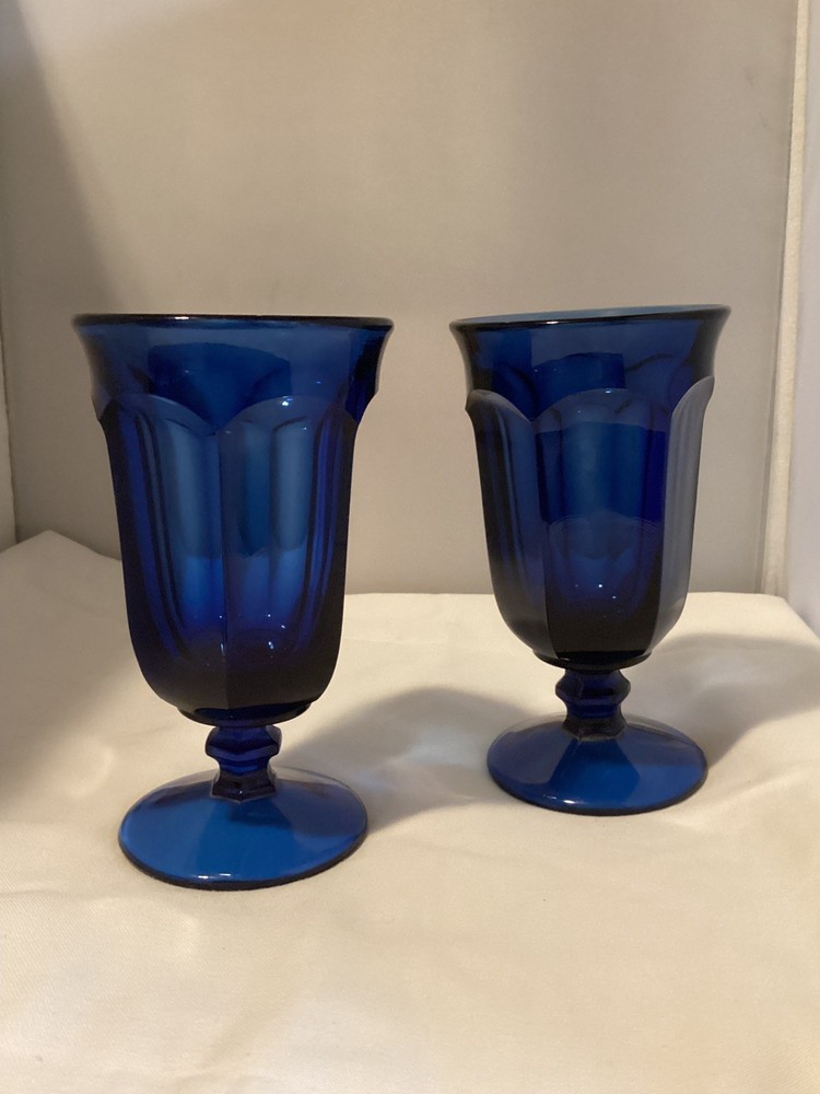 Imperial Glass Old Williamsburg Cobalt Blue 6.5″ Goblets – Ice Tea’s Set Of 2