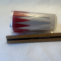 White & Red Backgammon Vintage Barware 1950s MCM WATER TUMBLER Cocktail Glass