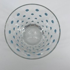 Vintage Hazel-Atlas Set-7 Aqua Polka Dot Barware~1 Ice Bowl & 6 Cocktail Glasses