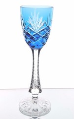 Faberge Odessa Azure Lt Blue Cut to Clear Crystal Wine Cordial Liqueur New 6.5″