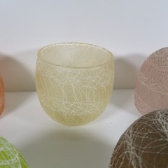 6 VINTAGE SPAGHETTI STRING ROLY POLY ASSORTED COLOR CRAFT RUBBERIZED GLASSES #L2