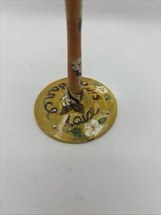 Hand Painted Martini Glass Floral Yellow Rhinestones Dated 2012 Signed