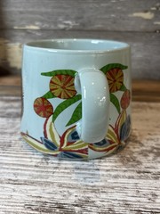 Opalhouse Teal Blue Coffee Tea Mug Cup RISE AND SHINE 16 oz Monkey Leaves
