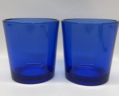 Vintage Set of 2 Libbey Flare Cobalt Blue Rocks Highball Cocktail Juice Glasses