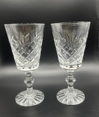 Pair of Royal Brierley Stirling 6″ Ireland Crystal Wine Glasses Goblets U17
