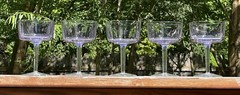 5 Alexandrite Art Glass Champagne Goblets Tiffin Forstoria Duncan Miller ￼