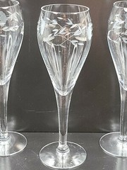 7 Princess House Heritage Champagne Tulips Set Clear Floral Etched Stemware Lot