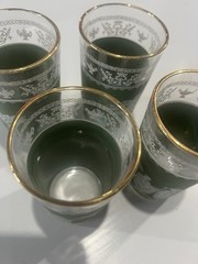 Vintage Jeanette Glass Company «Hellenic» tumblers Jasperware set of 4
