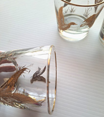 Libbey Canadian Geese Tumbler Rocks Glass Barware Set Of 3 Vintage *Great