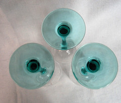 Luminarc Turquoise Teal Aqua Stem Claret Wine Glasses Made In France Set of 3