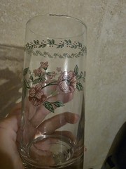 Vintage Farberware English Gordon Floral Glasses, Set Of 8. ONE GLASS CHIPPED