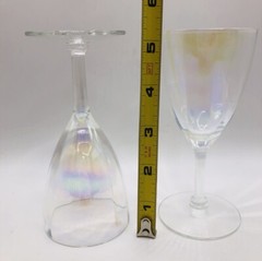 Vintage MCM Iridescent Glass Stemware, Water Goblet, Rainbow