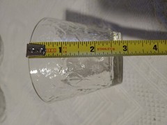 Set 12 Leaf Embossed Clear Glass Tumblers Short Stacking Leaves 2 7/8″ Angled