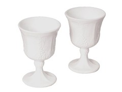 Vintage Indiana Glass Milk Glass / Wine Goblets Farmhouse Shabby Chic Boho1960s