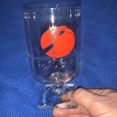 Set 3 Bloody Mary Cocktail Goblets Stabbed Bleeding Tomato Pedestal Square Base
