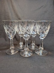 Antique «X» Goblets, Hand Cut Intricate X Design Lyngby? Sasaki?
