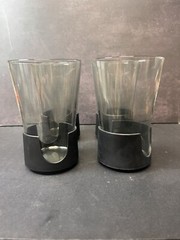 Vintage MCM Corning Glas-Snap II Smoke 12oz Tumblers Black Base Lightweight (4)