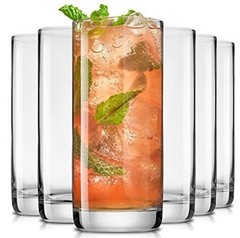 Faye 13oz Highball Glasses, 6pc Tall Glass Sets. Lead-Free Tall glasses