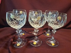 VTG NEW 6 Schott Zweisel Gardone Crystal Wine Goblets Glasses Germany 6.5″