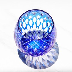 Blue Edo Kiriko Glass Whisky Bourbon Vodka Glass Handmade Crystal Craft 11oz