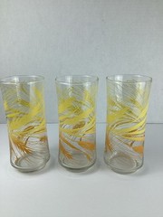Vintage Libbey Golden Wheat Glass Tumbler 10 oz. 6.5” Mid Century Modern 1970s