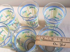 6 Pfaltzgraff Summer Breeze 16 Oz Tumblers Glasses Set Blue Flowers Yellow Green