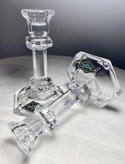 PAIR Shannon By Godinger Classical Hand Cut Crystal Candlesticks 14861 5.75” NEW