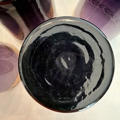 (5) Vintage Amethyst Pier 1 Imports Purple Blown Glass Tumblers Gold Trim