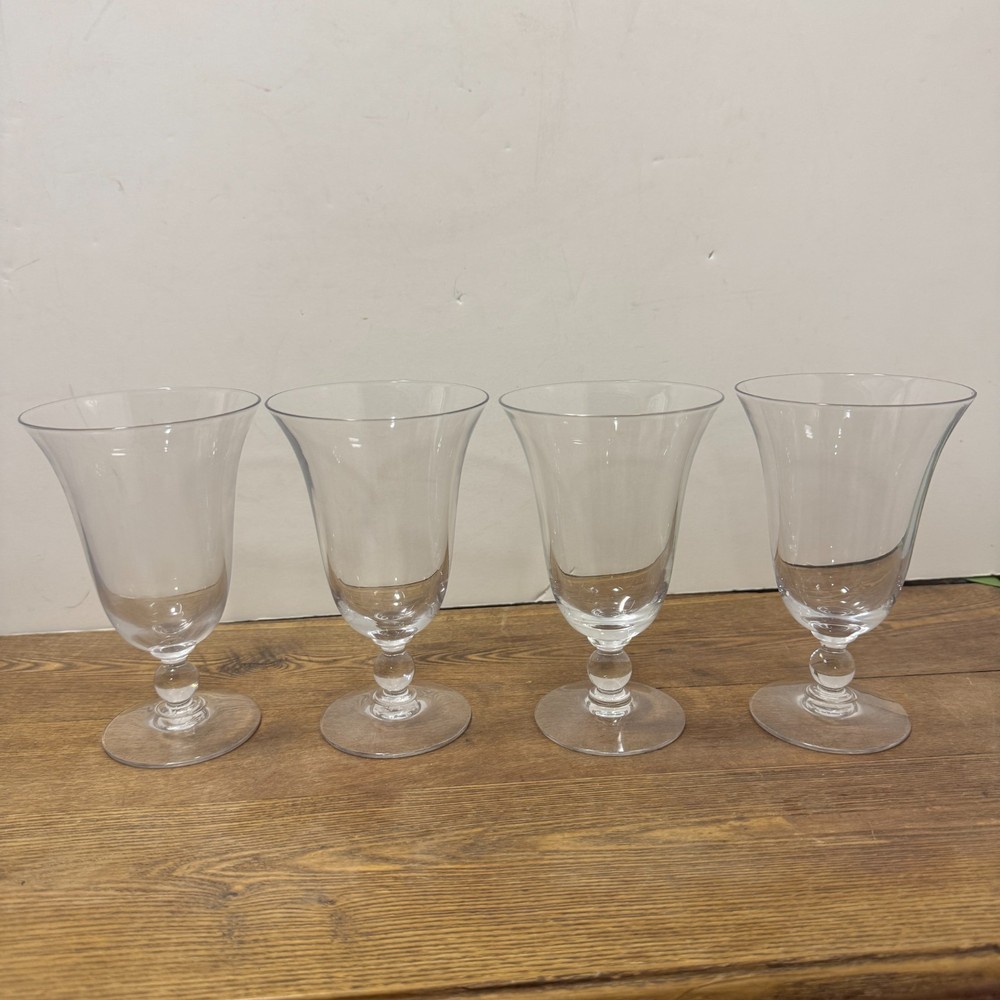 4 Imperial Candlewick Clear Parfait Drink Glasses 5 7/8″ Water Goblet Stem 8 oz