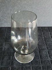 Vintage Smoky Gray Tint Iced Tea Glass American Cookware •Blown Glass Short Stem