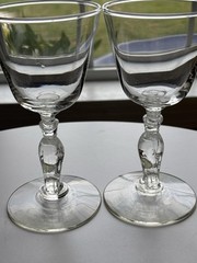Vintage Tuxedo Penguin Stem Art Nouveau Glass Wine Manhattan Cordial Set Of 2