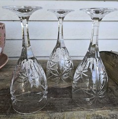 Godinger Crystal PALM TREE South Beach Collection WATER GOBLETS Set of 3 * NEW