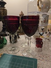 3 – Cristal D’Arques Durand “Antique Ruby” Pattern 8” Tall Water Goblets
