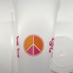 Handmade Plastic Tumbler with Lid & Straw, Peace Sign, Smiley Face, Quotes