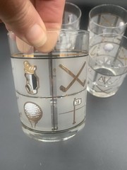 Culver Glass Fairway Golf Old Fashion Glasses Set Of 4 12 Ounces