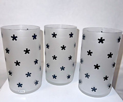 (3) Prisma Japan Frosted Black Asterisk Glasses Cocktails mid century modern NWT