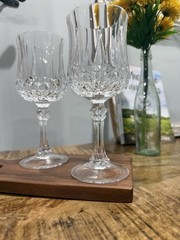 Set of 2 Vintage Cristal D’Arques-Durand Longchamp Crystal Wine Glasses 7-1/4” H