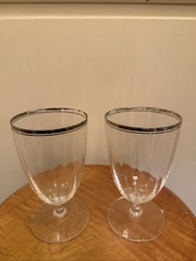Mikasa STEPHANIE Crystal Platinum Rim, Optic Rib Ice Tea Water Goblet