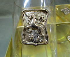 Libbey Glass UNICORN Crown Collection Vintage Gold Medallion Tumblers Set of 8