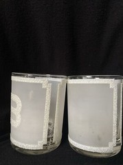 4 GEORGES BRIARD Frosted HIGHBALL Bar Glass Tumblers White DESIGN monogram «B»