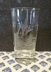 Set of 8 Etched Clear Glass Highball Tumblers 12 oz 6 in