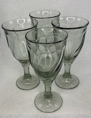 4 Vintage Noritake Sweet Swirl Light Green Water Goblets 7.3in Discontinued