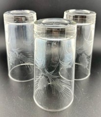 Set Of 3 Vintage Etched Wheat Pattern Highball Glasses