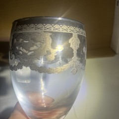 Vintage J Preziosi Lavorato A Mano Made in Italy Wine Glass Goblet Gold Trim