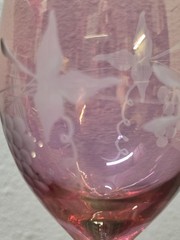 Cranberry Royal Gallery Etched Crystal 8.5″ Wine Glasses- Set Of 2