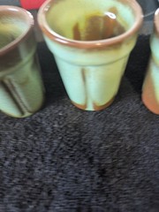 Frankoma Green 5 Juice Glasses # 90 Ex Condition