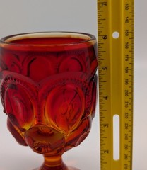 Lot of 2 VTG LE Smith Moon and Stars Amberina Glass Stemmed Wine Goblet 6″